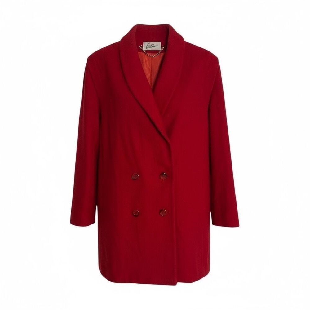 Vintage Cristina Shawl Lapel Double Breasted Blazer Jacket Red Size 12